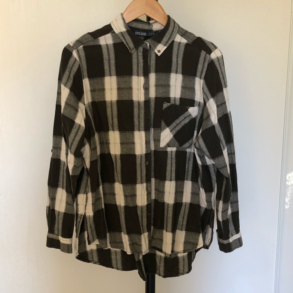 Zara Plaid Button Down Shirt